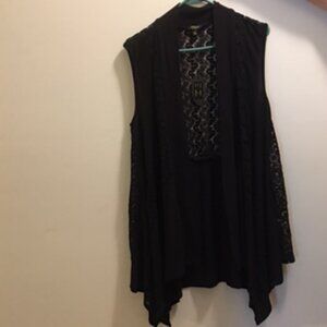 Cupio     Black Asymmetrical Cardigan/Knit Sleeveless Vest  NWT  Size XL